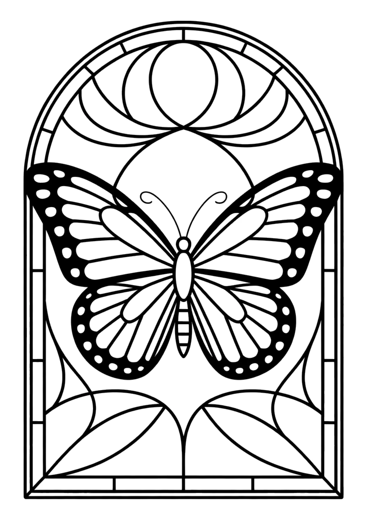 Coloriage d'un papillon de style vitrail