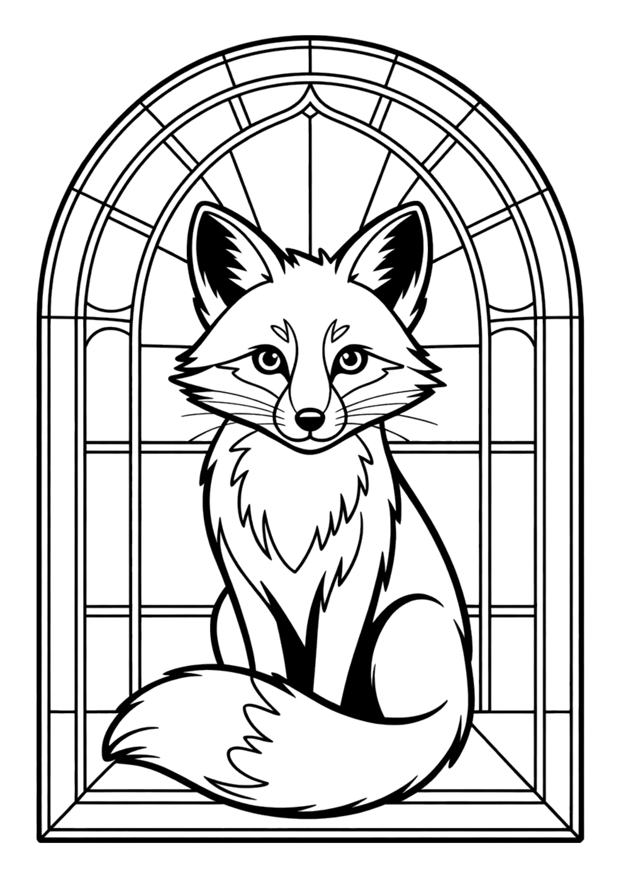 Desenho de uma raposa em estilo vitral para colorir