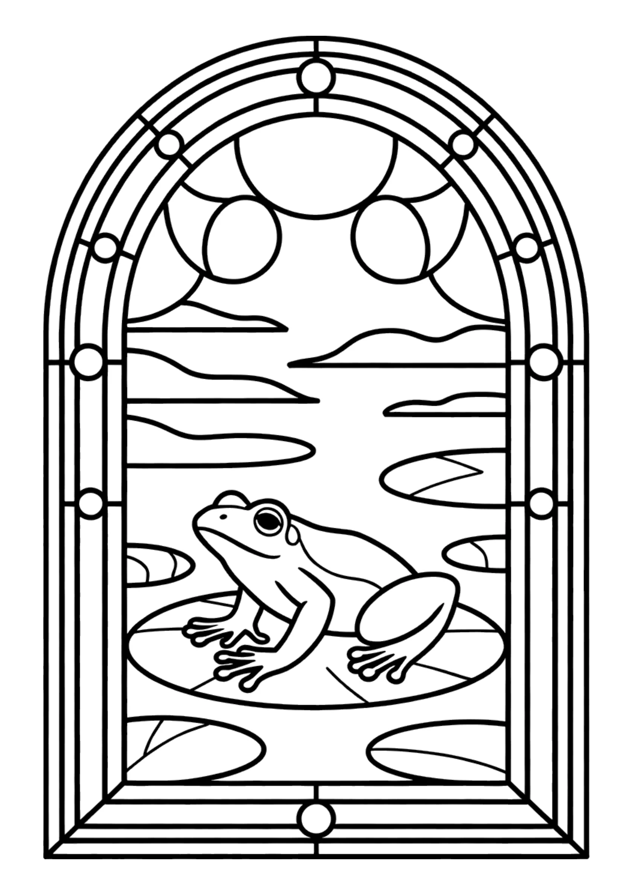Coloriage d&rsquo;une grenouille façon vitrail