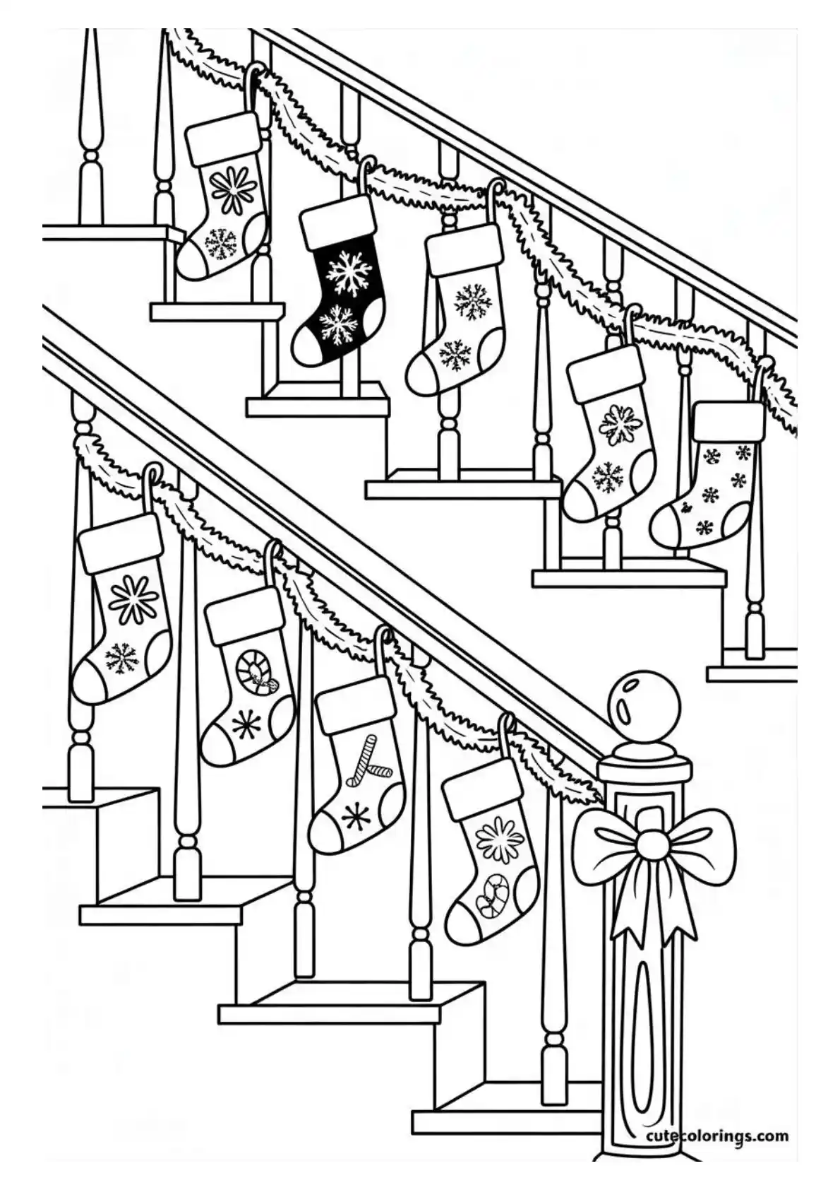 Staircase Christmas Stockings Display