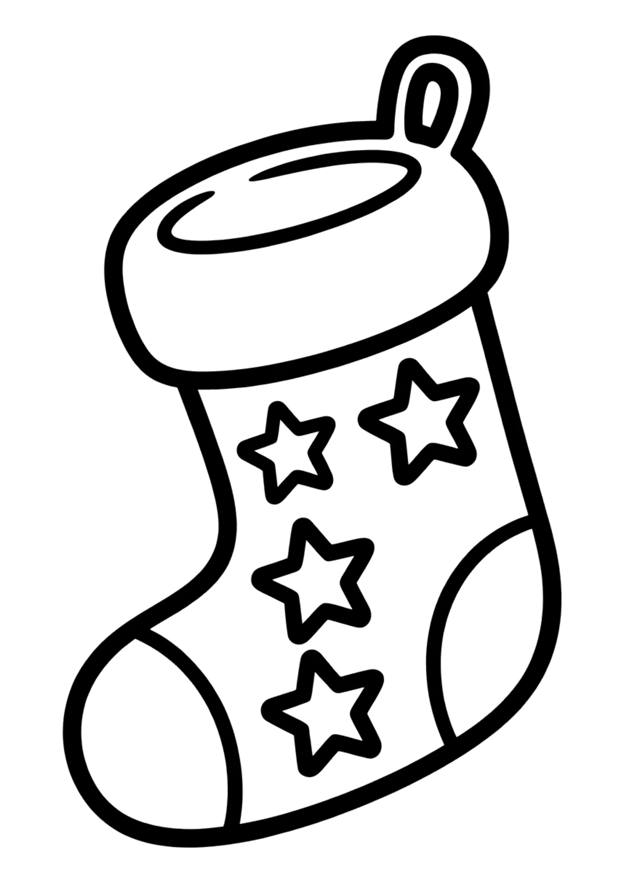 Dibujo fácil de un calcetín con estrellas para colorear
