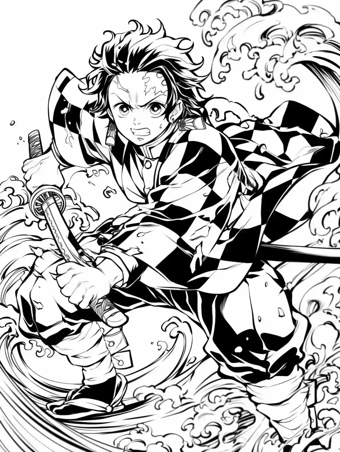 Tanjiro Water Breathing Coloring Page