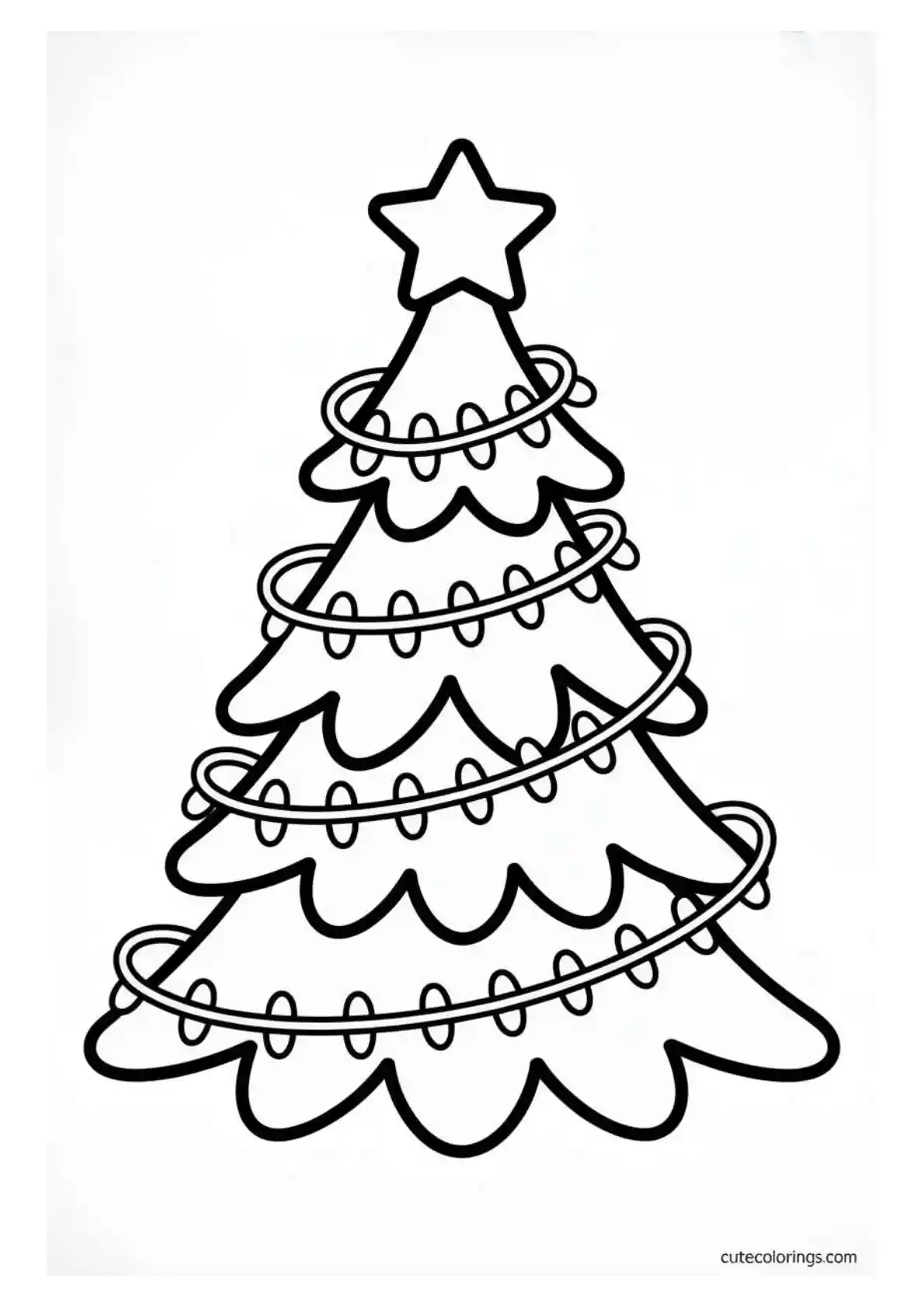 Tree Wrapped in Spiraling String Lights