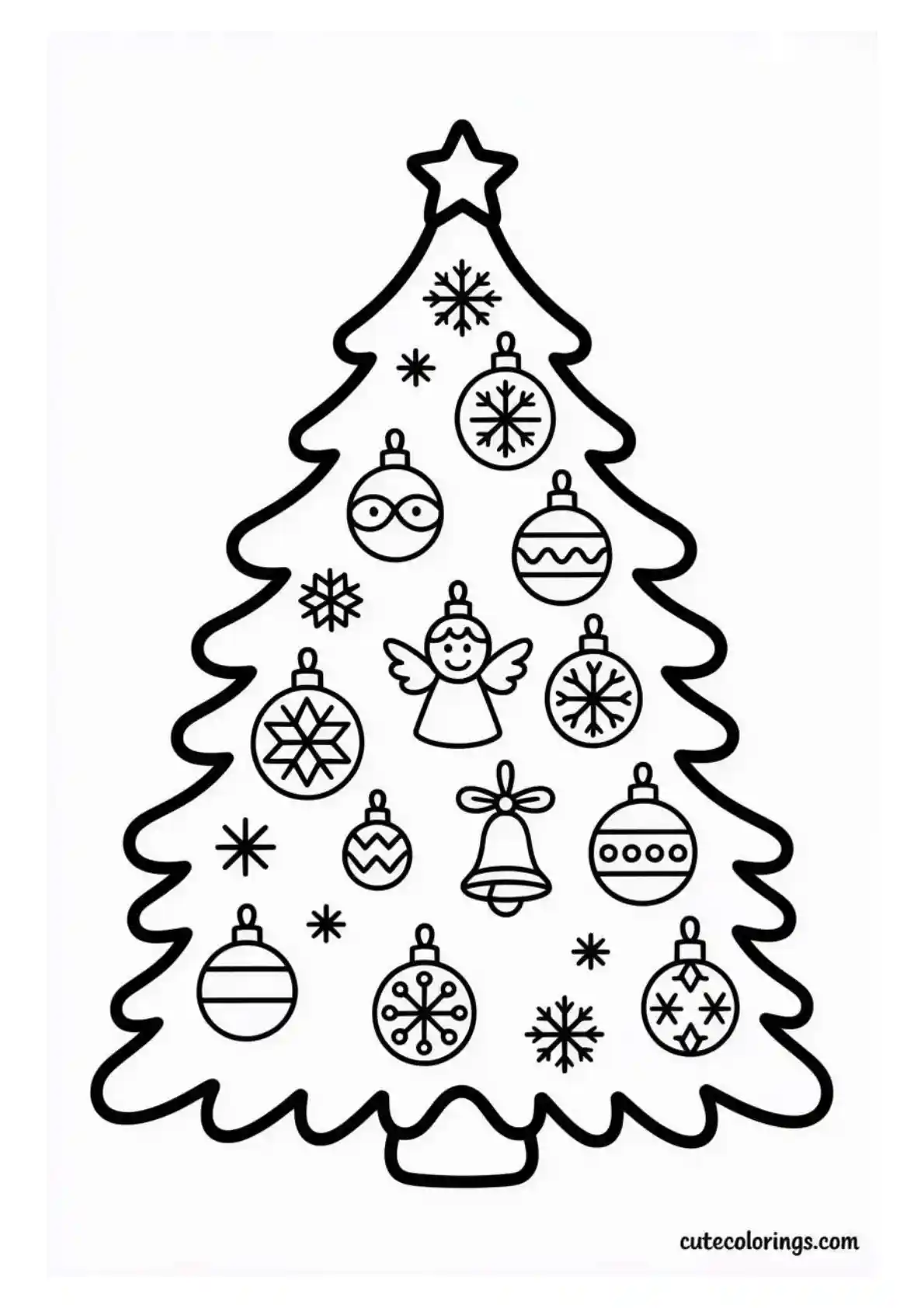 Tree with Angel and Ornament Decorations