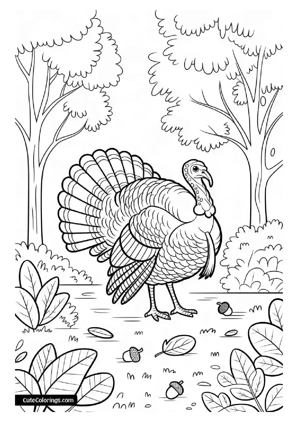 Turkey Coloring Pages Forest Wal