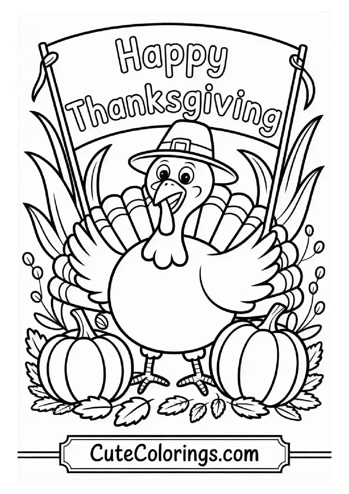 "Turkey Coloring Pages Thanksgiving
