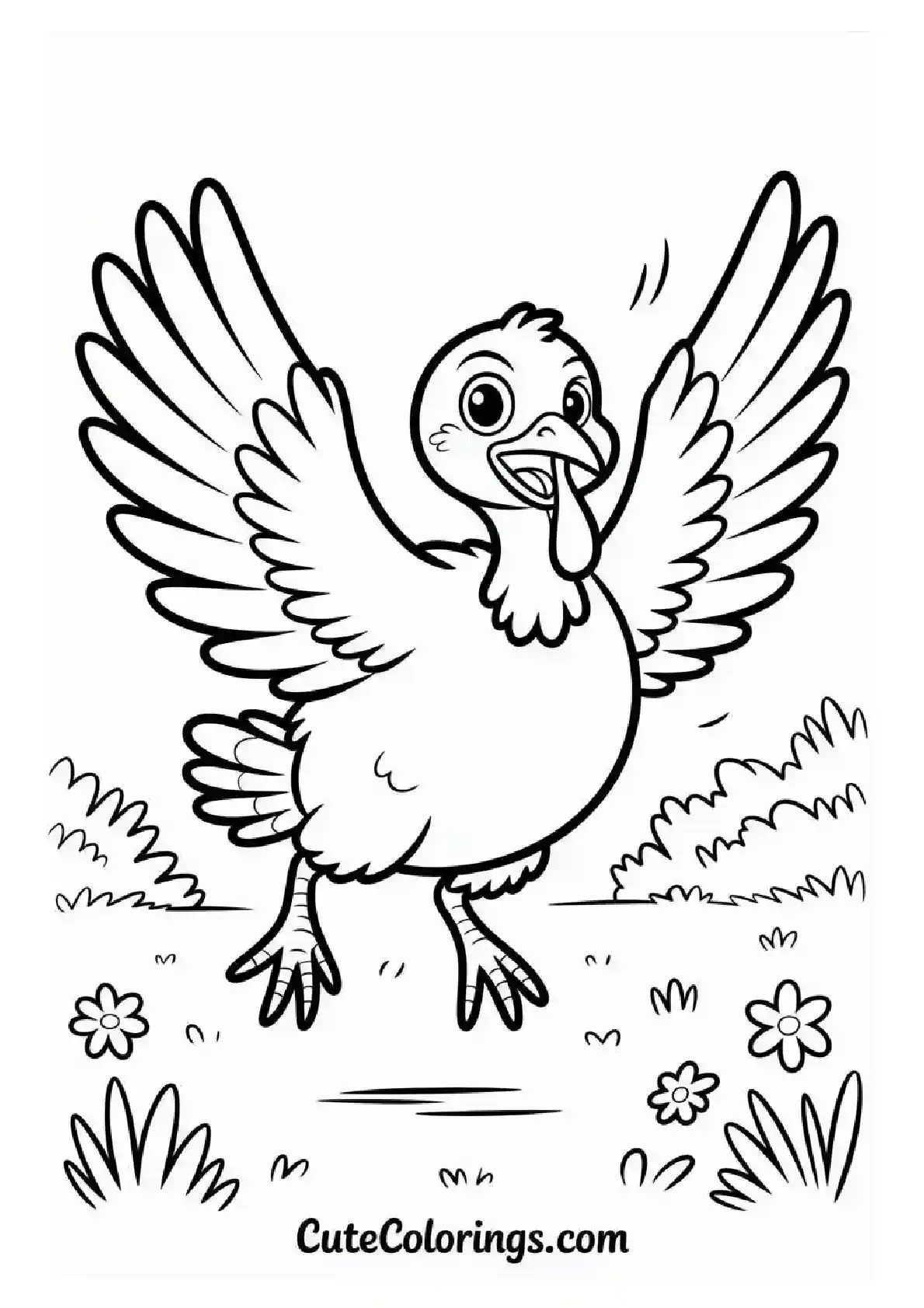 "Turkey Coloring Pages Wings Spread"