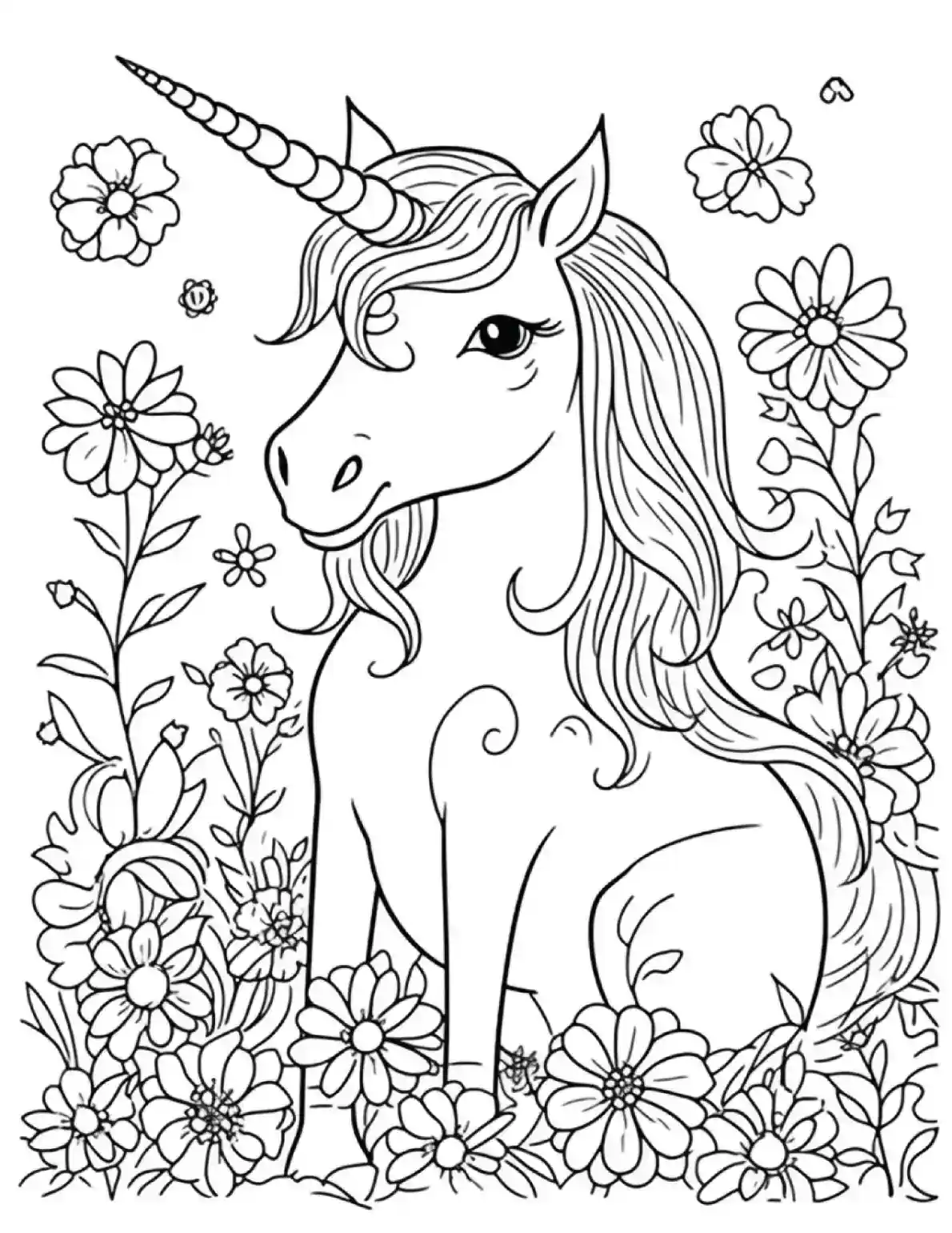 Unicorn Coloring Pages Floral Crown