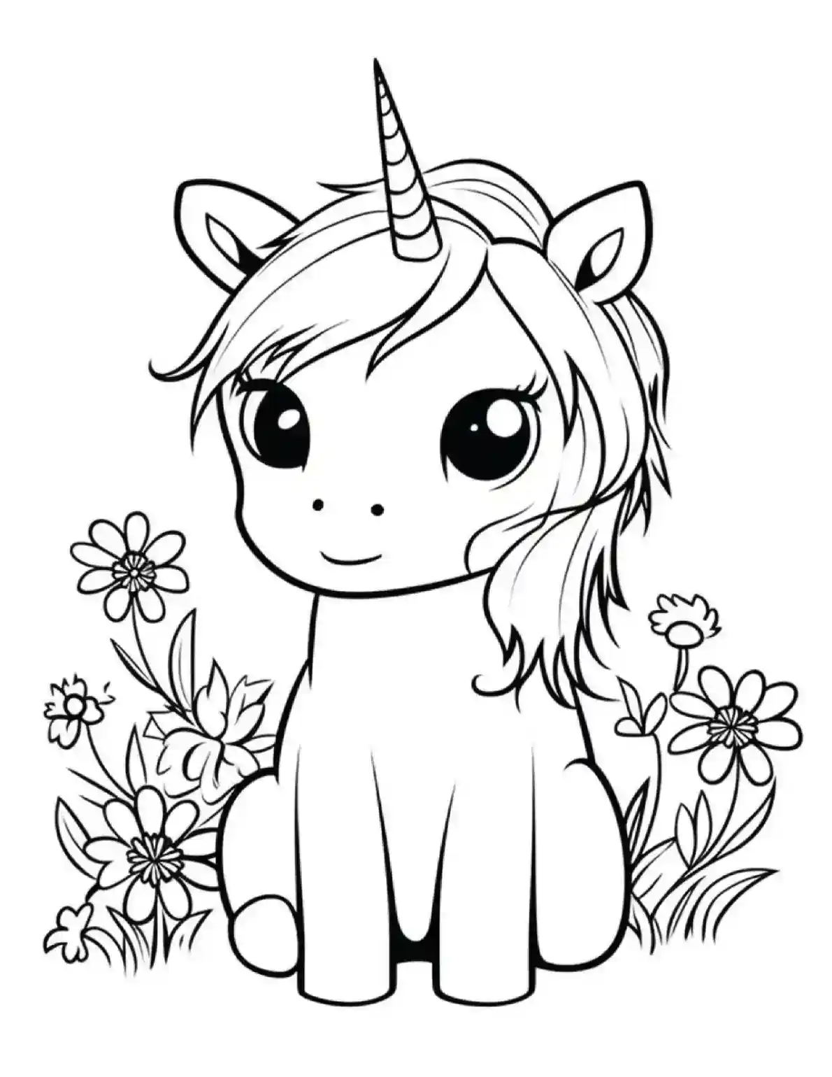 Unicorn Coloring Pages Flower Field