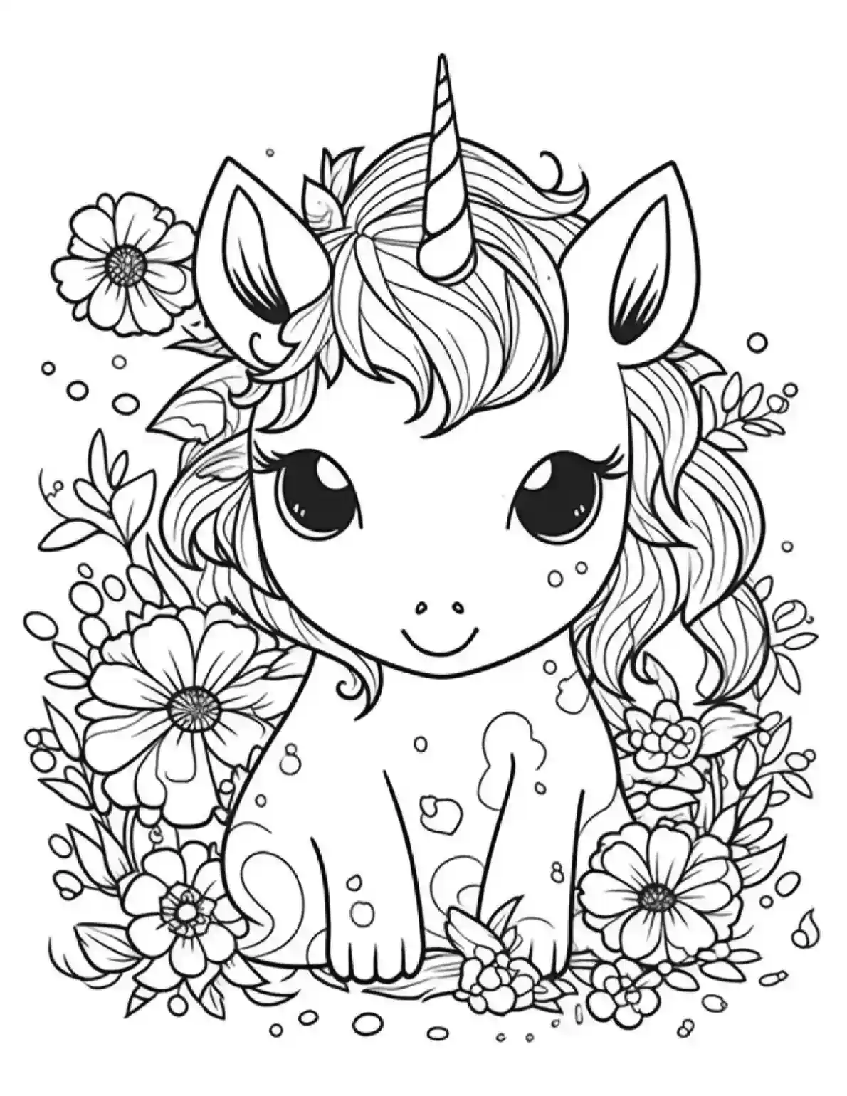Unicorn Coloring Pages Flowing Mane