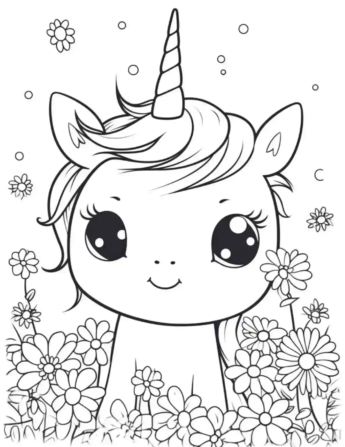 Unicorn Coloring Pages Fluffy Friend