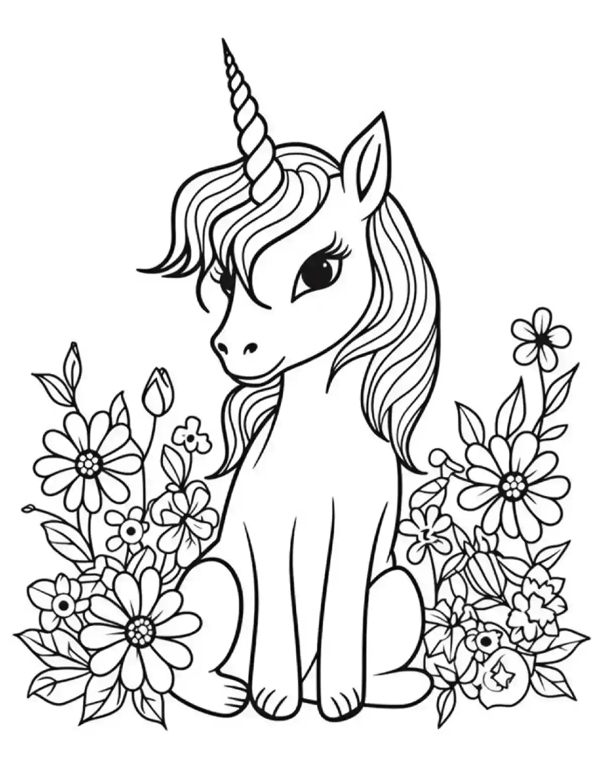 Unicorn Coloring Pages Sitting Pretty