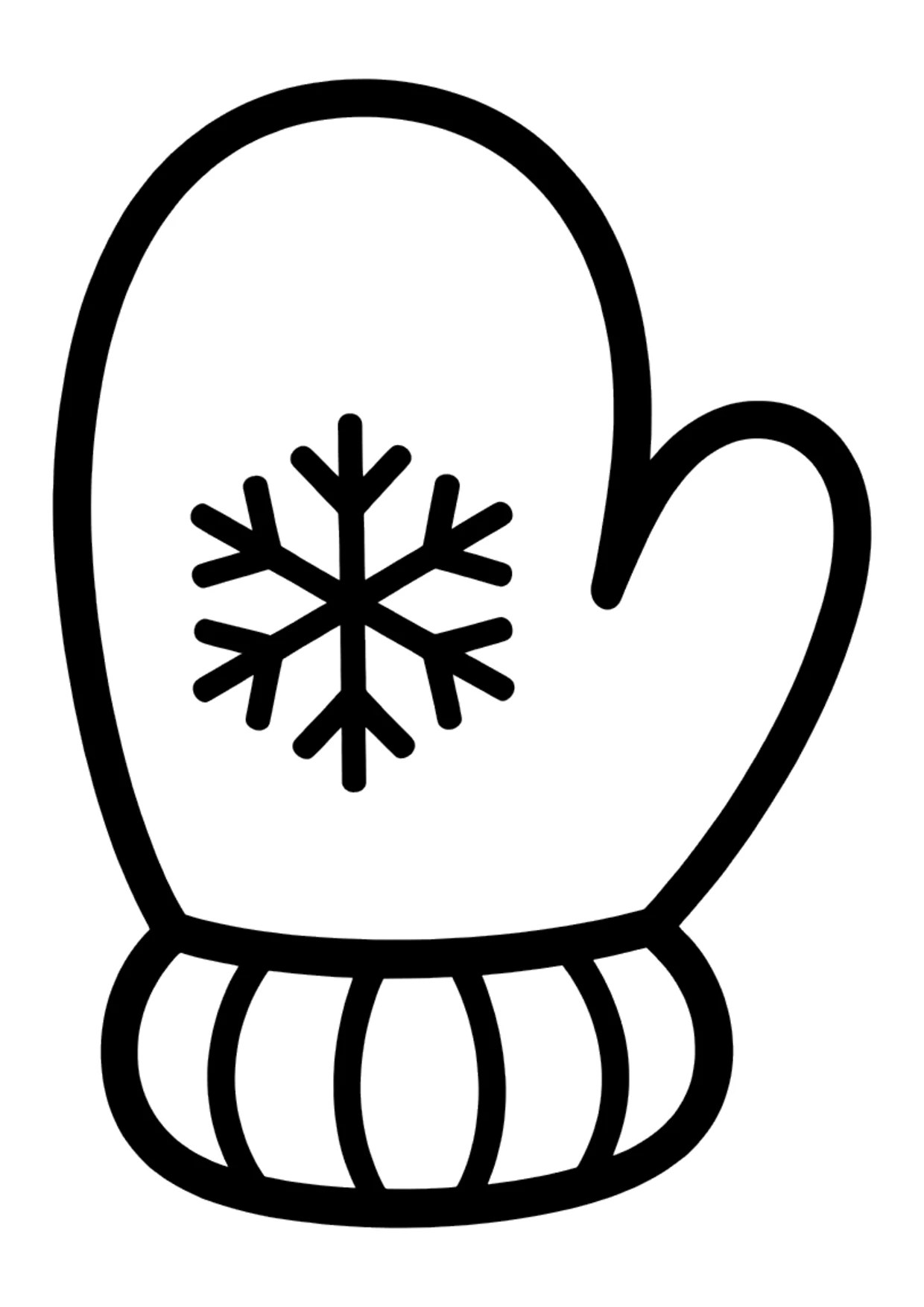 Easy coloring page of a winter mitten