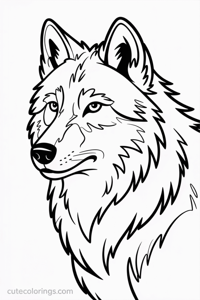 Wolf Three Quarter Portrait Coloring