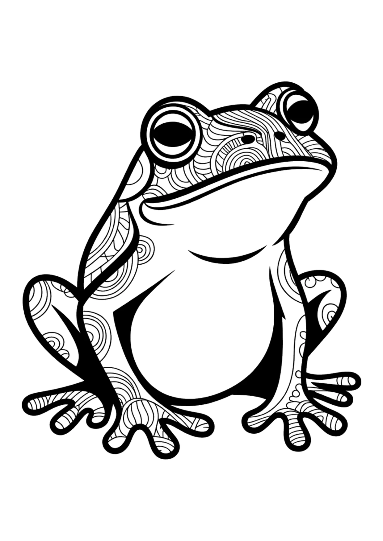 Coloriage zentangle détaillé d&rsquo;une grenouille