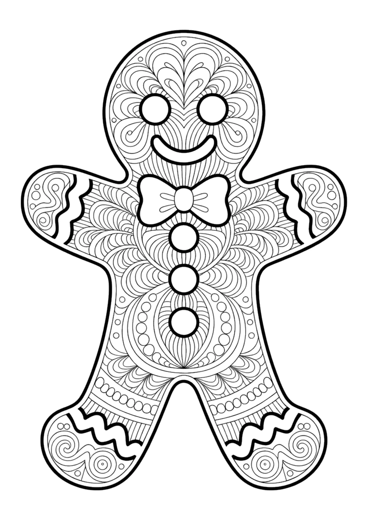 Dibujo de hombre de jengibre zentangle para colorear para adultos