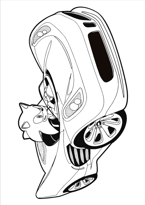 Sonic Car Flip Action Coloring Page