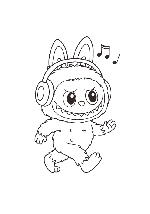 Labubu Coloring Pages – Music Lover Monster