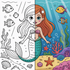 Preview of mermaid coloring pages
