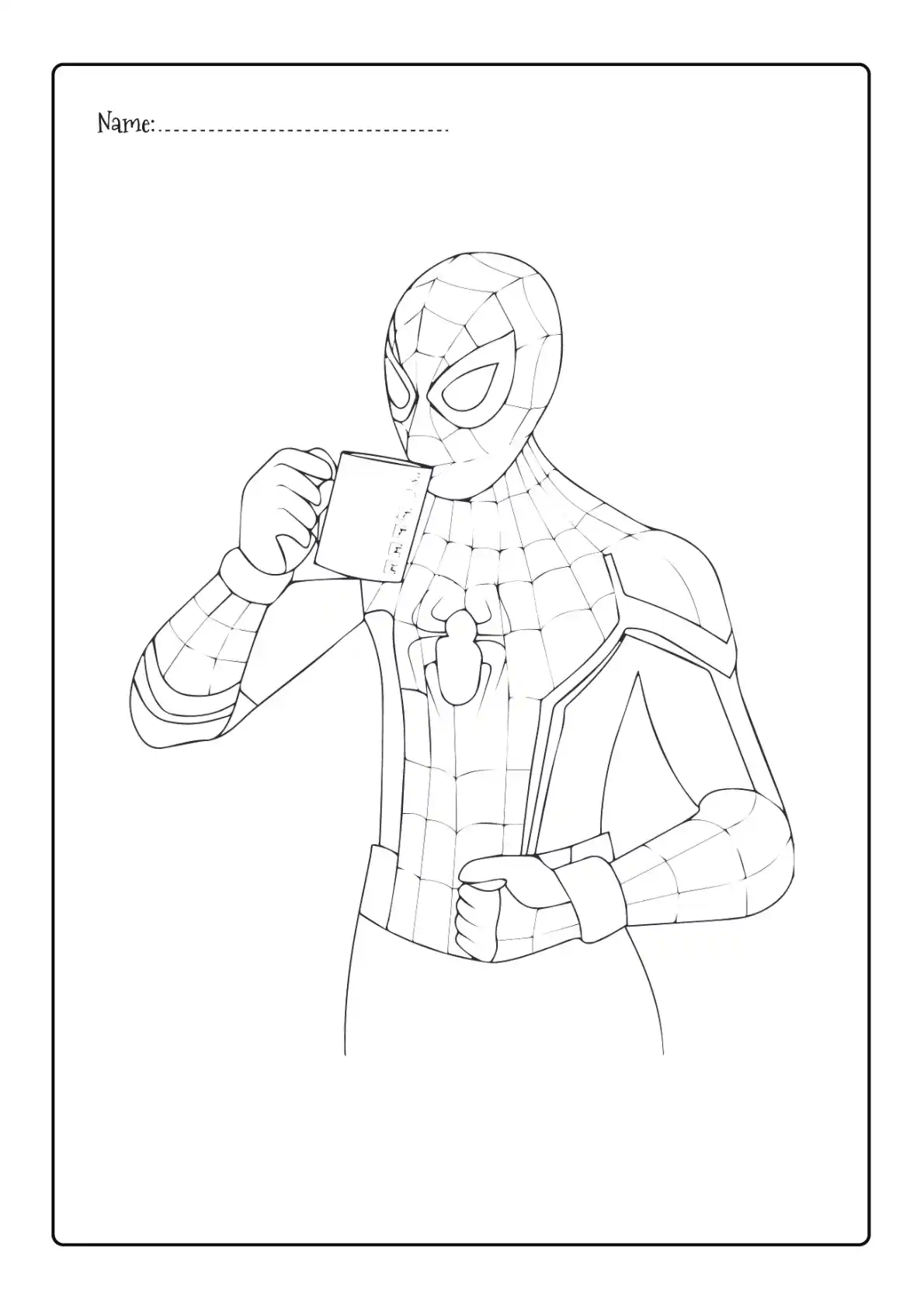 Spiderman drinking tea Coloring Page