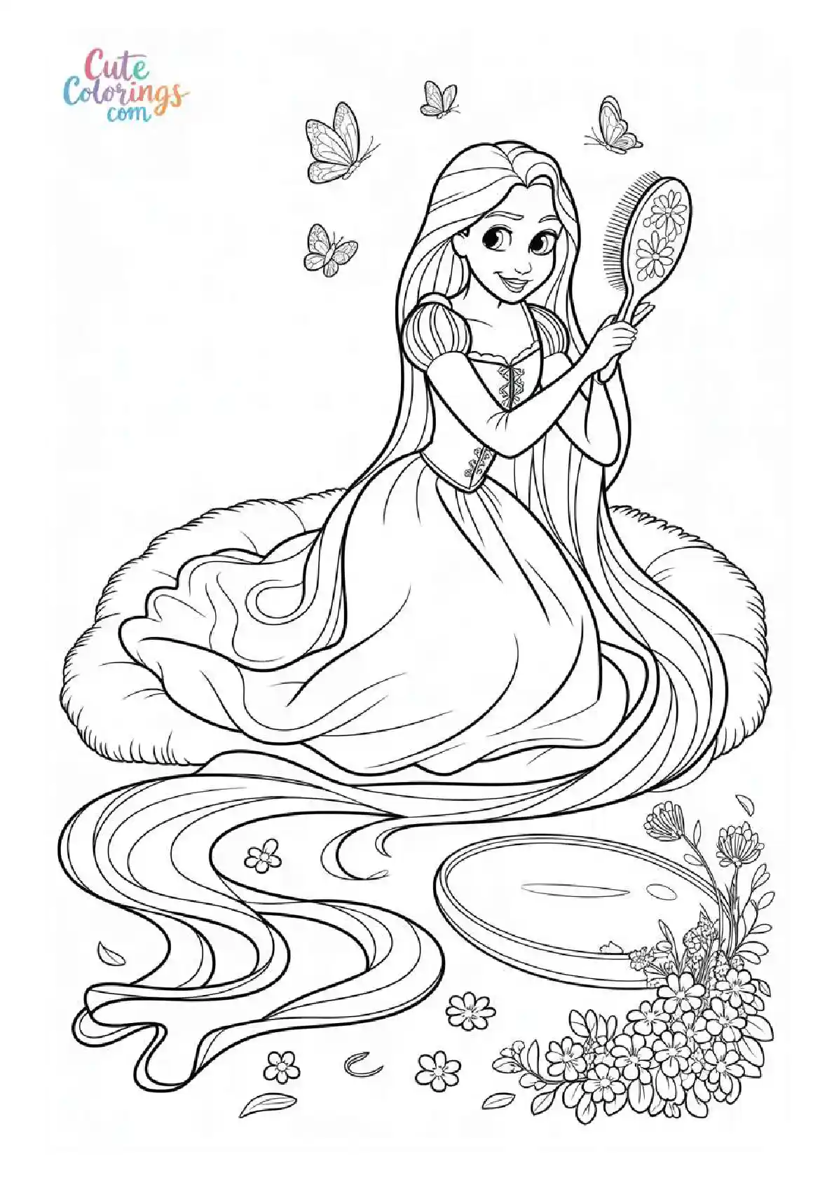 Rapunzel Healing Magic Hair Coloring Page
