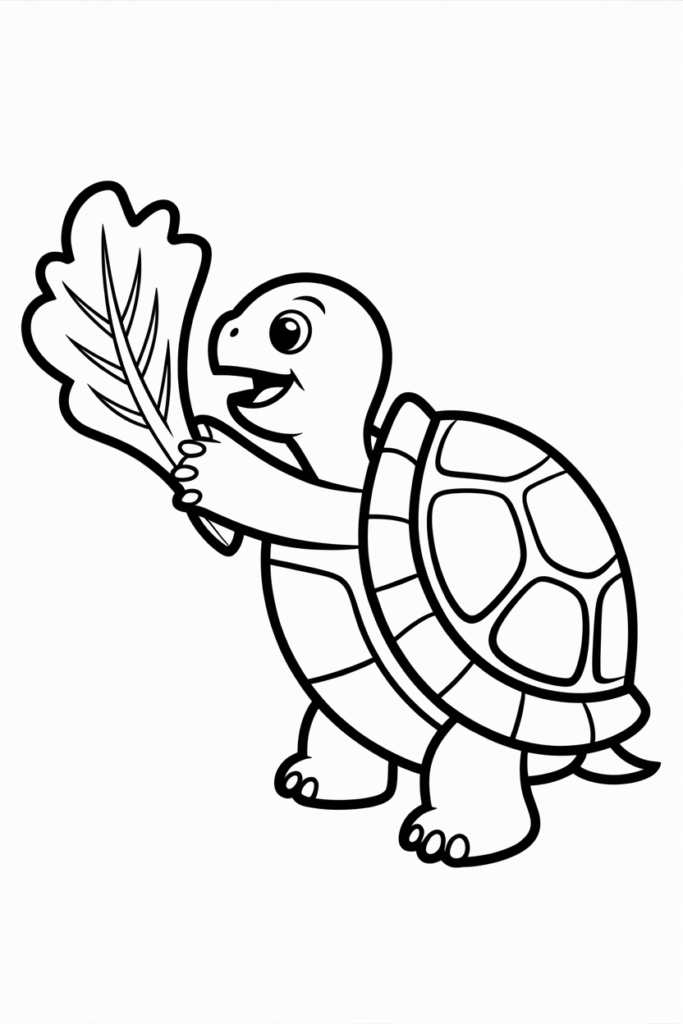 Turtle Eating Fresh Leafy Green Snack
