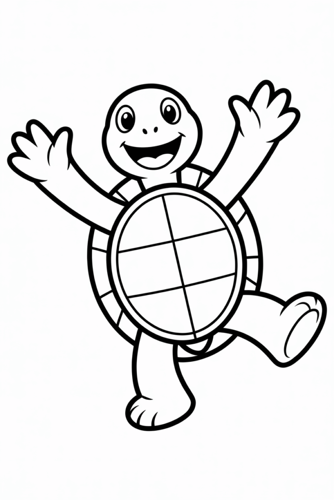 Joyful Dancing Turtle Arms Raised High